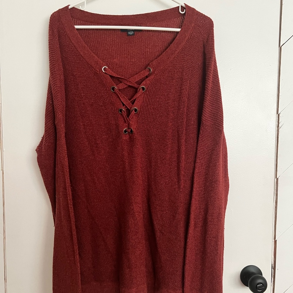 American eagle rust colored fake lace up sweatshirt